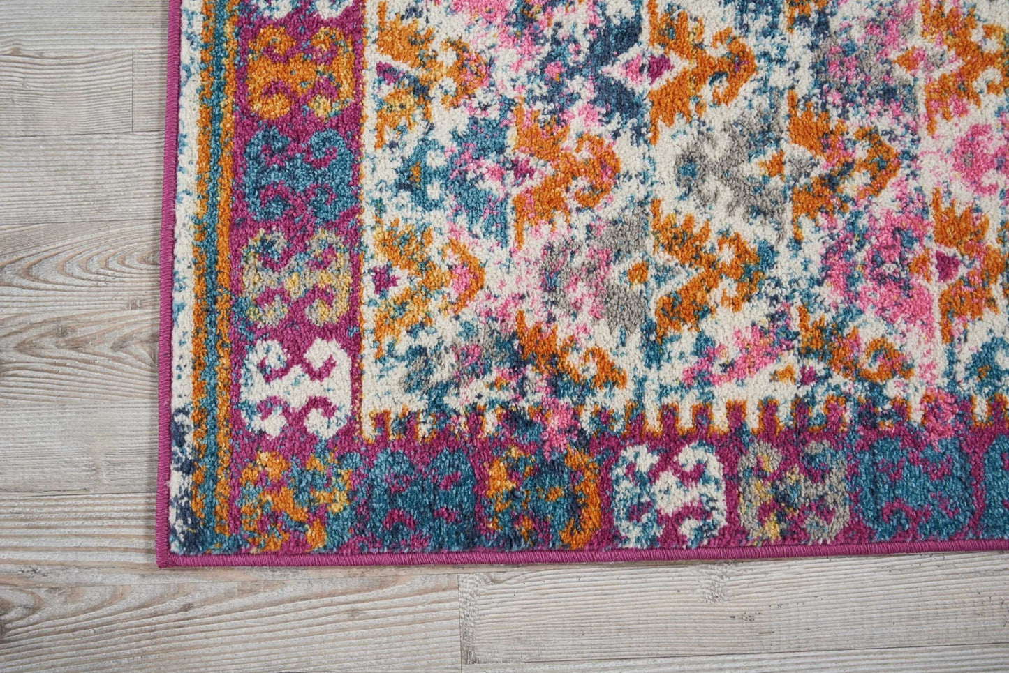 2’ X 3’ Ivory And Magenta Tribal Pattern Scatter Rug