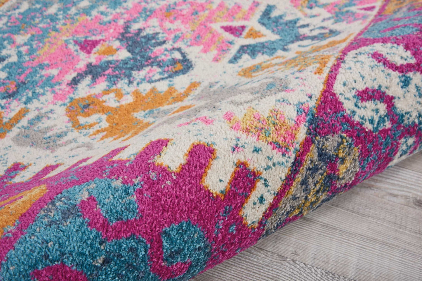 2’ X 3’ Ivory And Magenta Tribal Pattern Scatter Rug