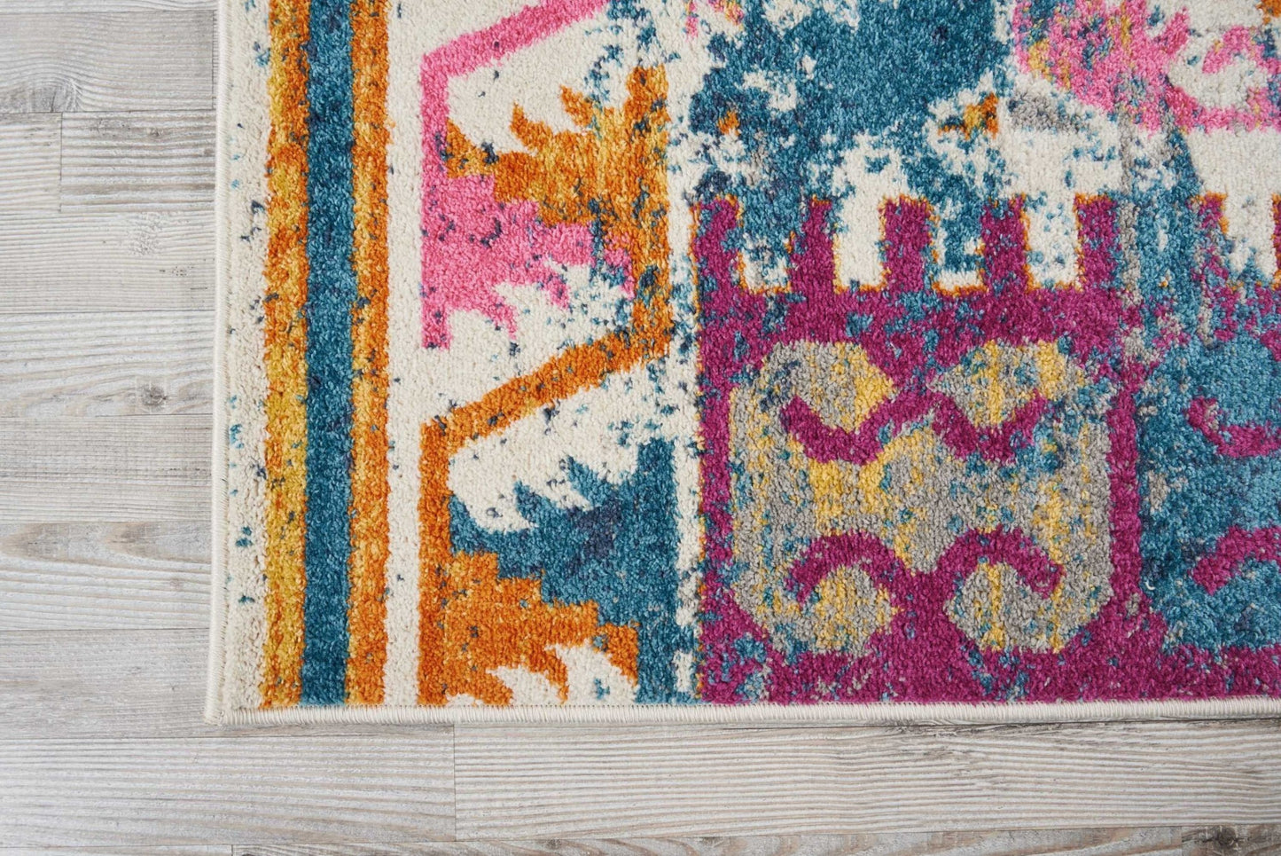2’ X 3’ Ivory And Magenta Tribal Pattern Scatter Rug