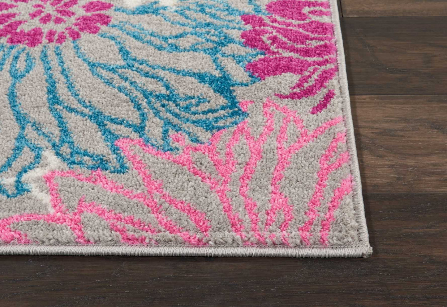 5' X 7' Gray Floral Dhurrie Area Rug
