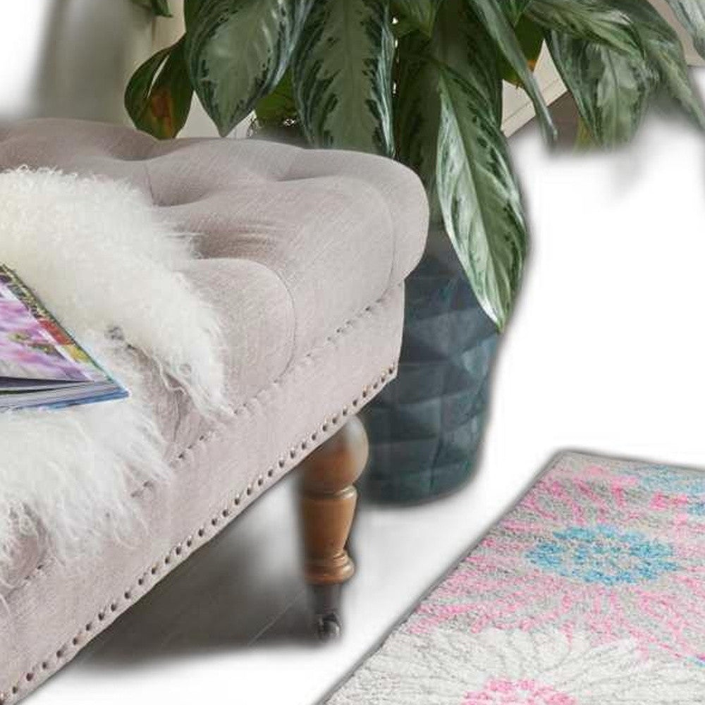 5' X 7' Gray Floral Dhurrie Area Rug