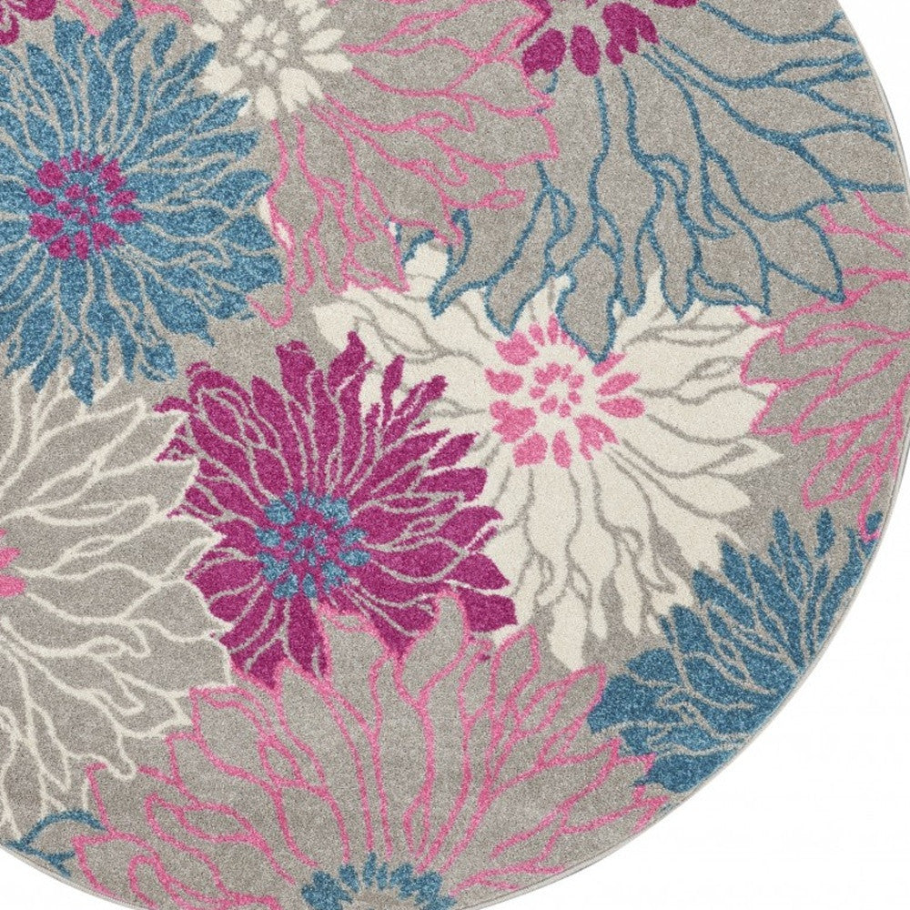5' X 7' Gray Floral Dhurrie Area Rug