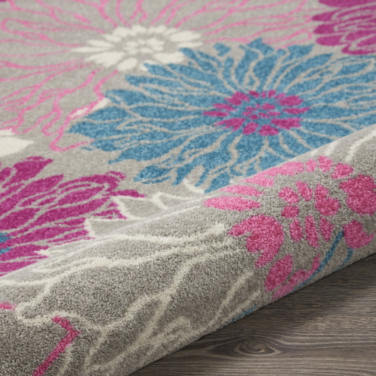 5' X 7' Gray Floral Dhurrie Area Rug