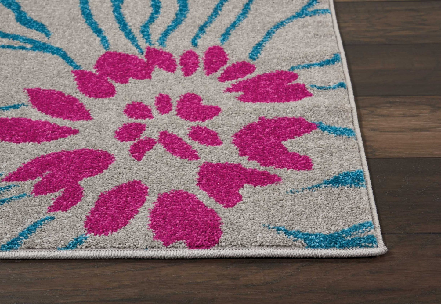 5' X 7' Gray Floral Dhurrie Area Rug