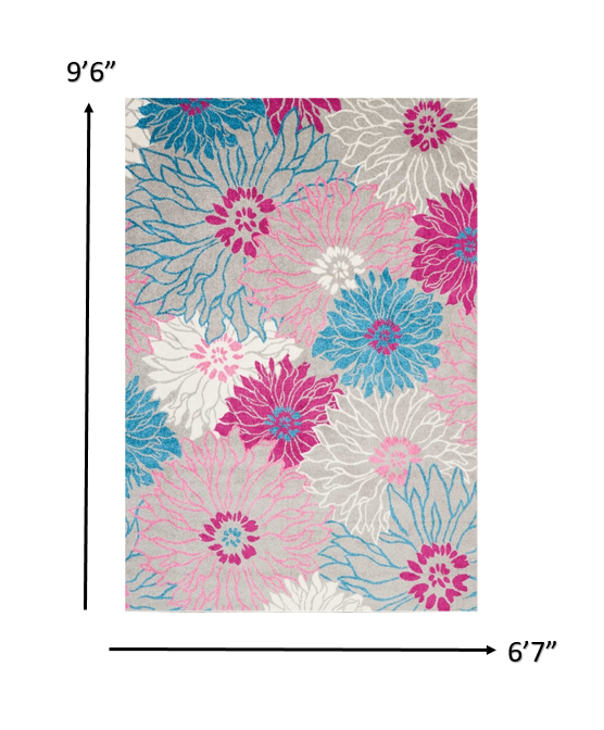 5' X 7' Gray Floral Dhurrie Area Rug
