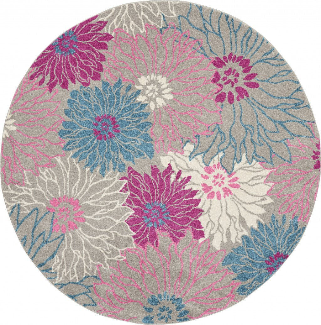 5' X 7' Gray Floral Dhurrie Area Rug