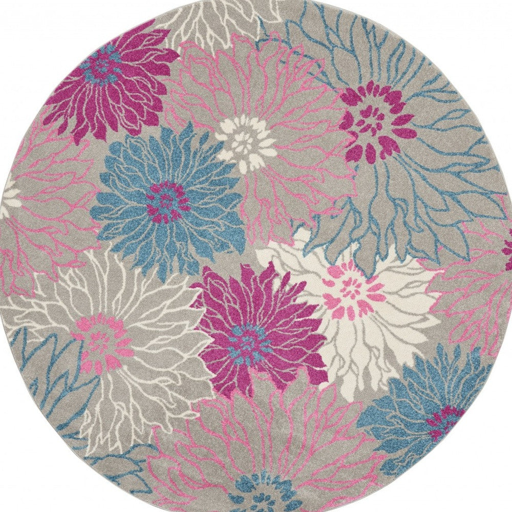 5' X 7' Gray Floral Dhurrie Area Rug
