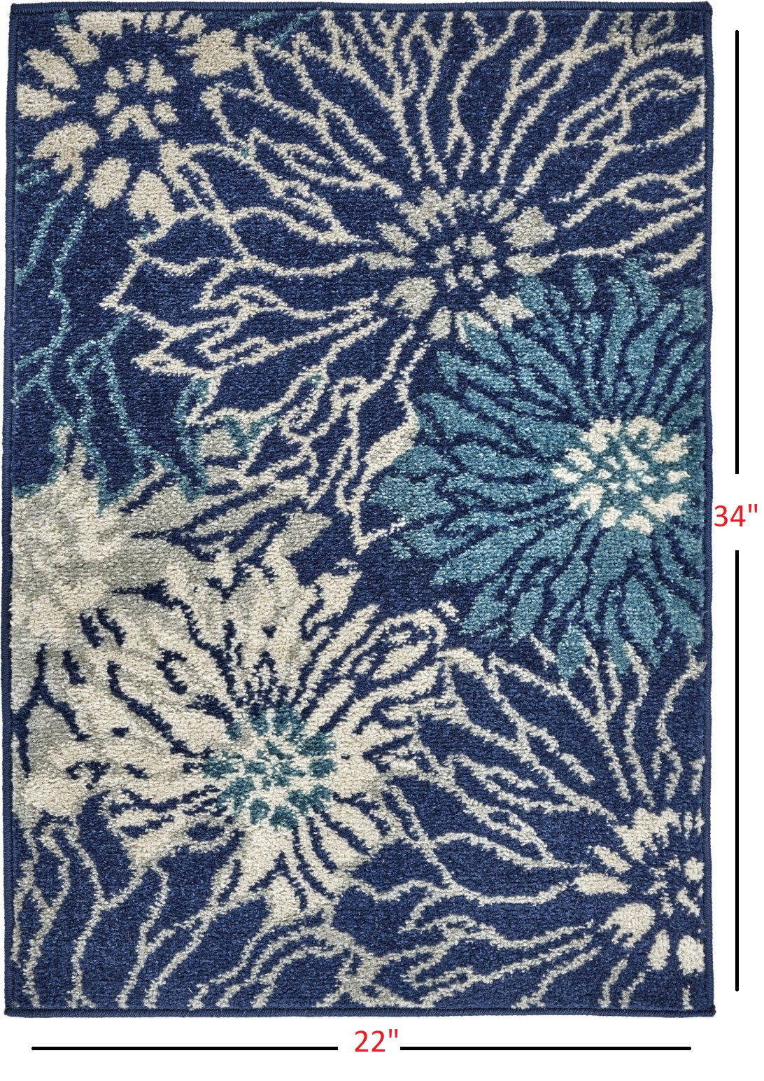 5' Blue And Ivory Round Floral Dhurrie Area Rug
