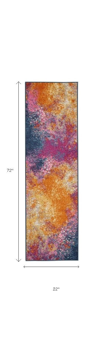 5' Sunset Round Abstract Power Loom Area Rug
