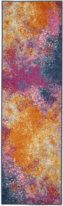 5' Sunset Round Abstract Power Loom Area Rug