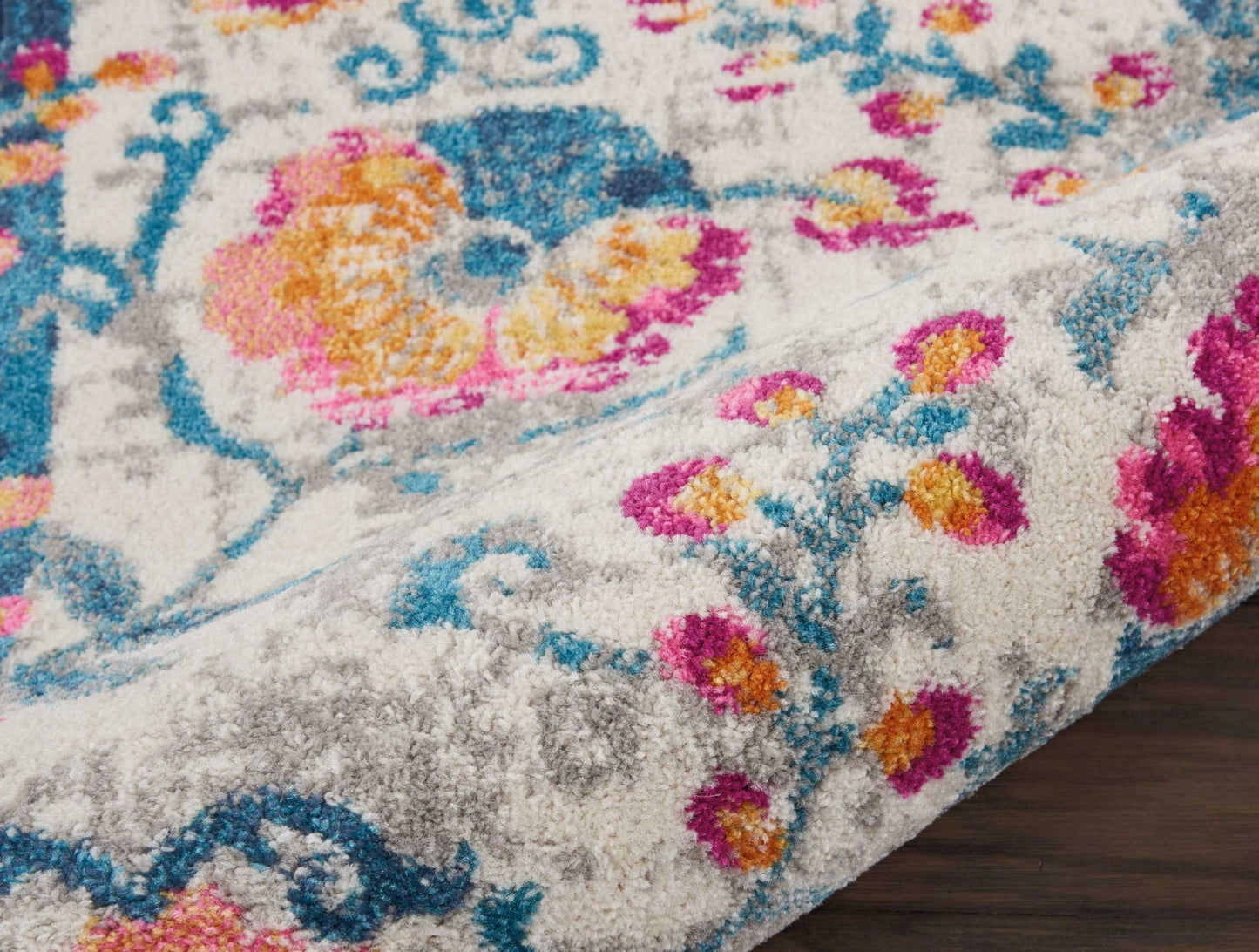5' X 7' Ivory Floral Dhurrie Area Rug
