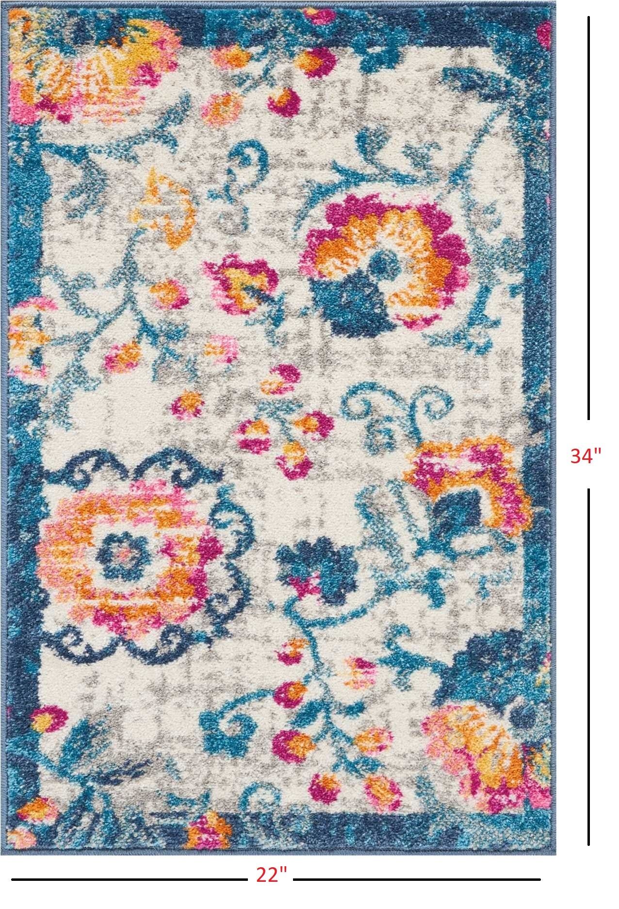 5' X 7' Ivory Floral Dhurrie Area Rug