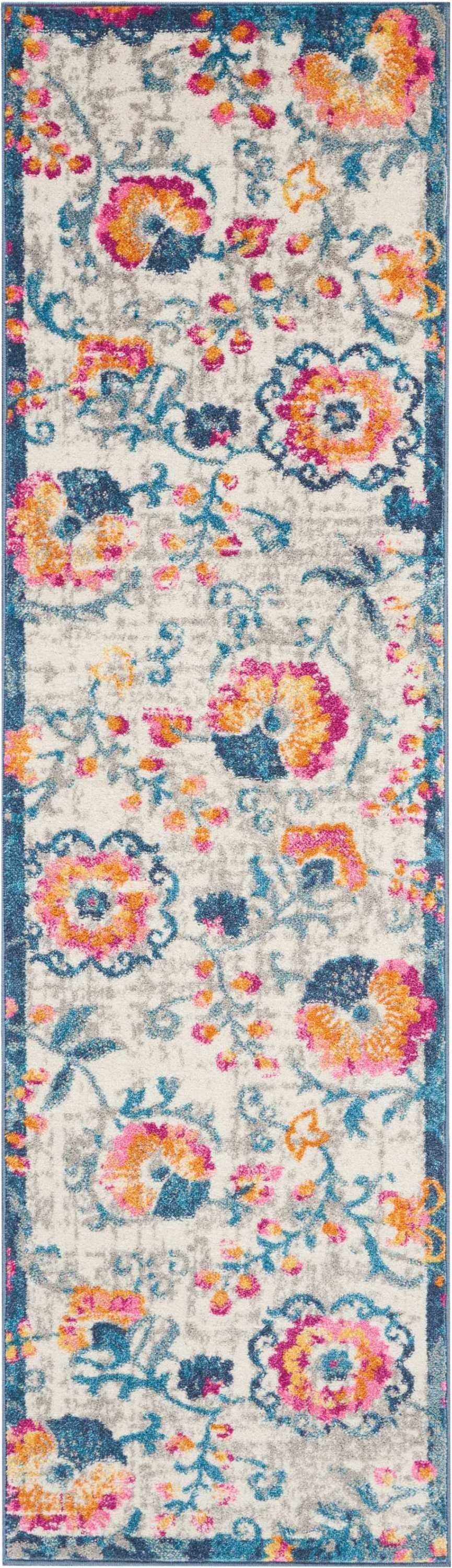 5' X 7' Ivory Floral Dhurrie Area Rug