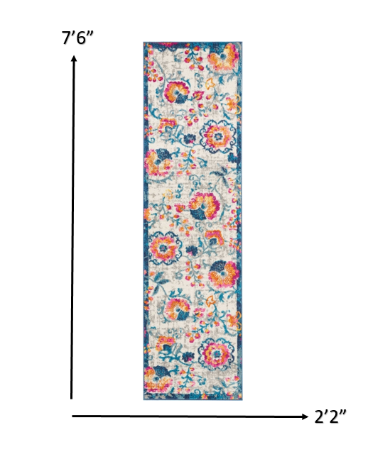 5' X 7' Ivory Floral Dhurrie Area Rug