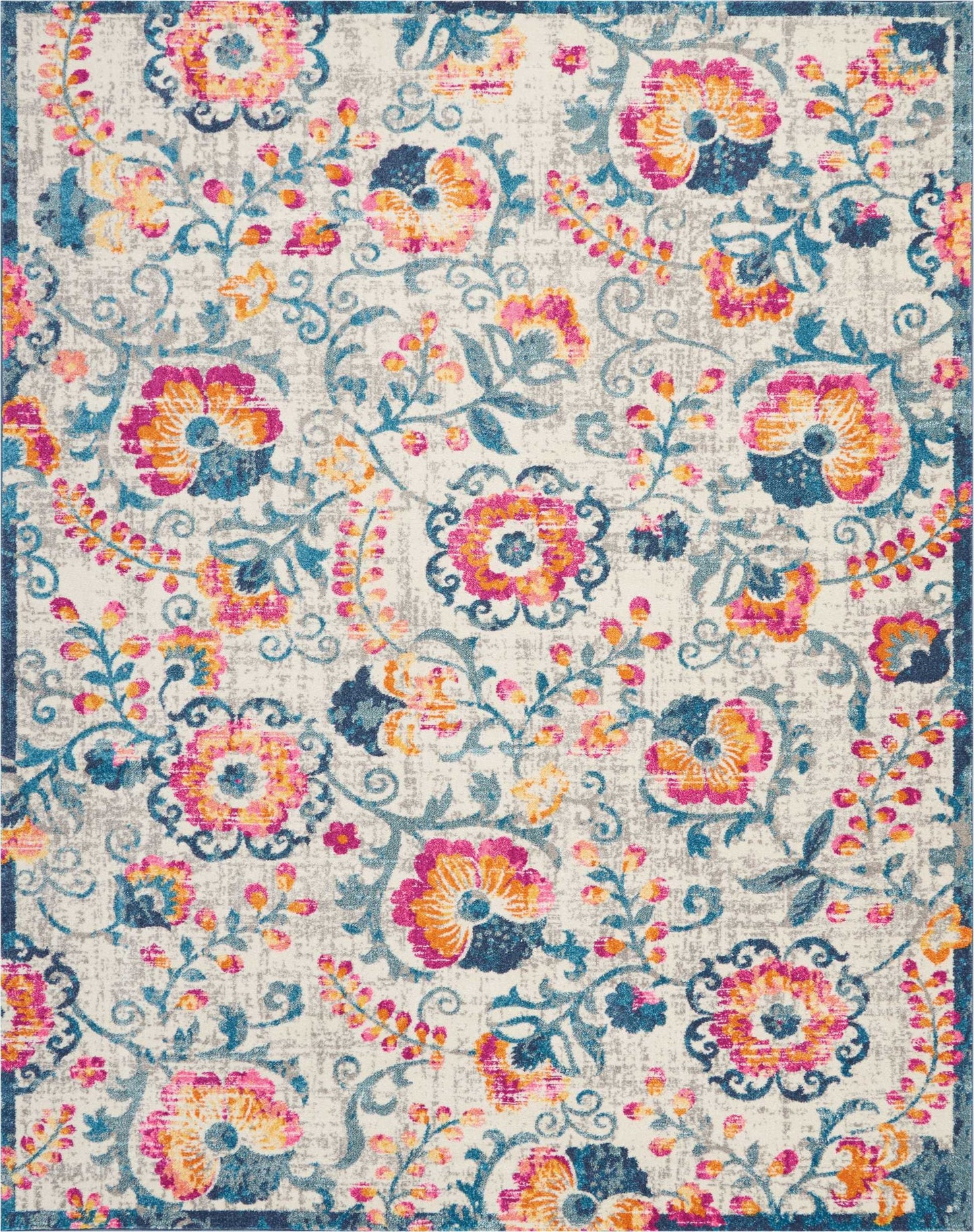 5' X 7' Ivory Floral Dhurrie Area Rug
