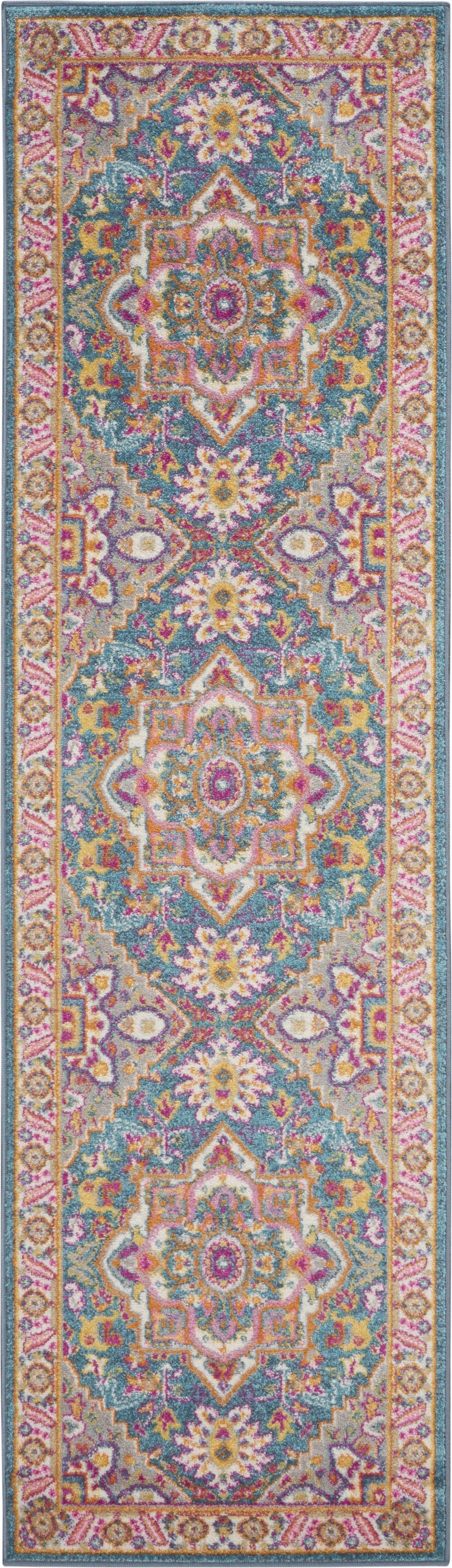 6' Teal Blue Power Loom Runner Rug