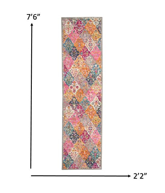 7' X 10' Pink And Gray Geometric Dhurrie Area Rug