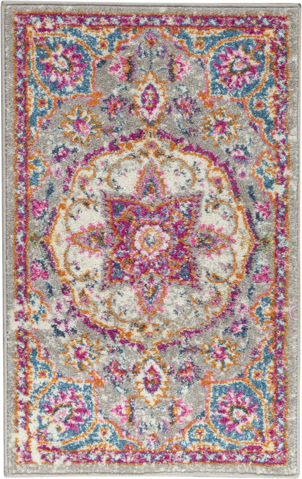 7' X 10' Pink And Gray Power Loom Area Rug