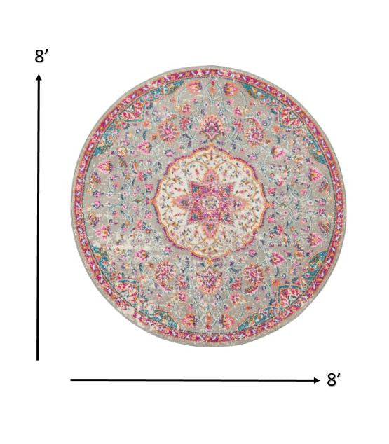 7' X 10' Pink And Gray Power Loom Area Rug