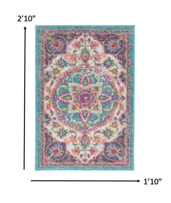 5' X 7' Pink And Green Dhurrie Area Rug