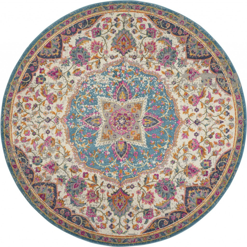 5' X 7' Pink And Green Dhurrie Area Rug