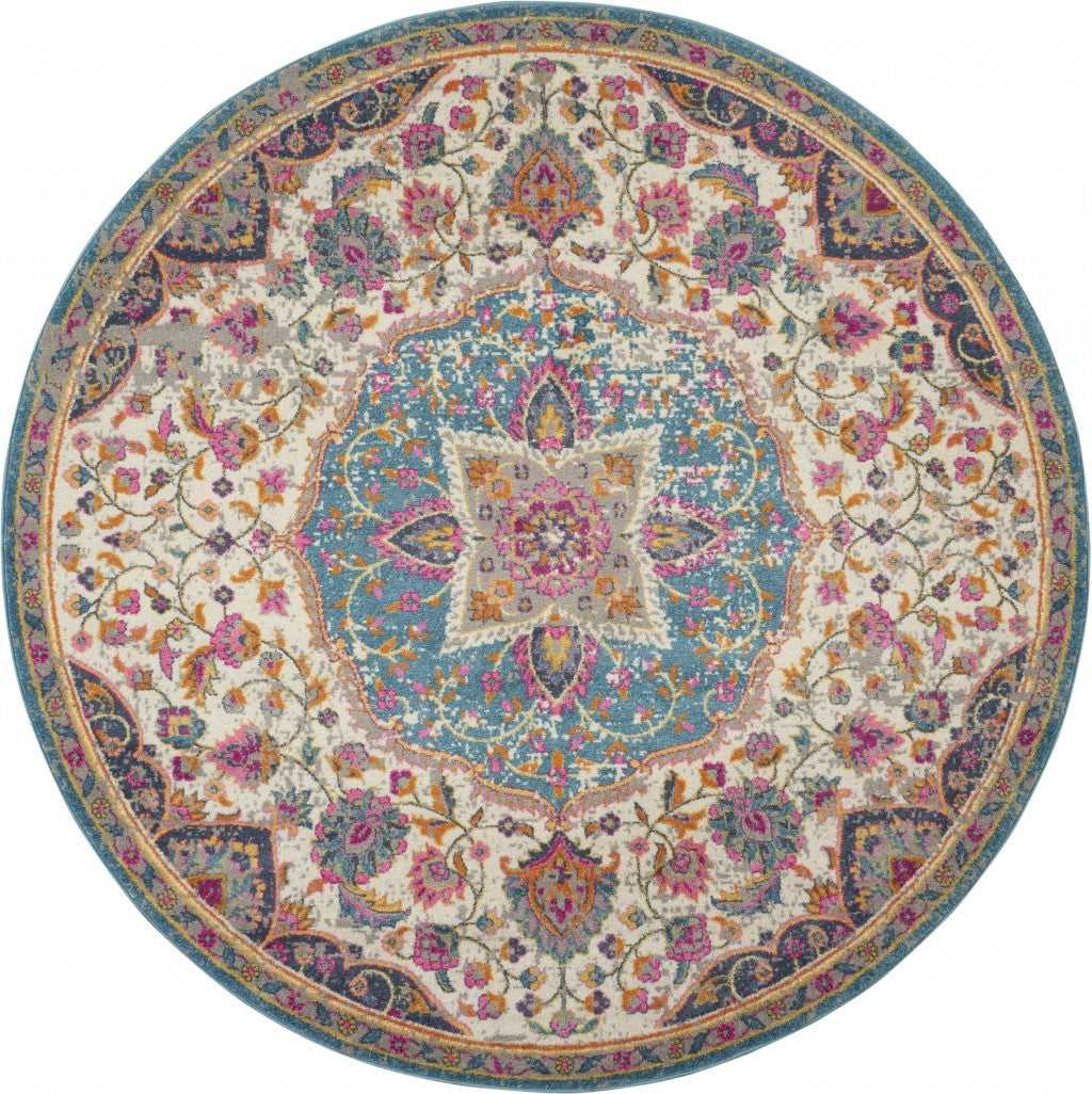 5' X 7' Pink And Green Dhurrie Area Rug
