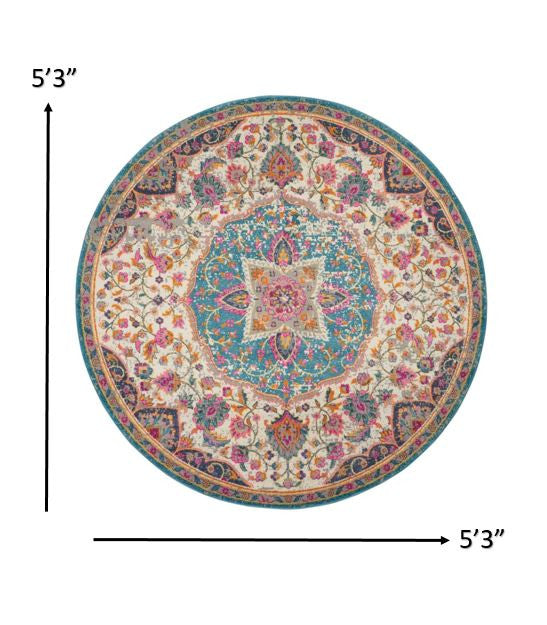 5' X 7' Pink And Green Dhurrie Area Rug