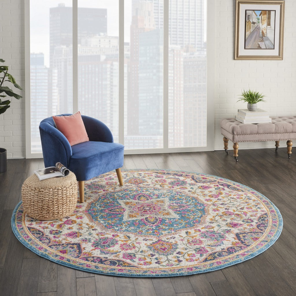5' X 7' Pink And Green Dhurrie Area Rug