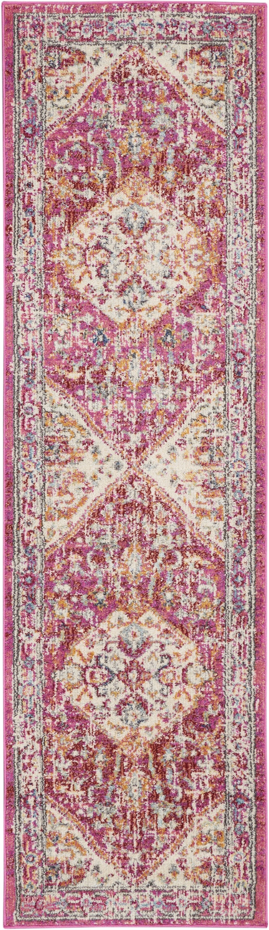 5' X 7' Pink And Ivory Power Loom Area Rug