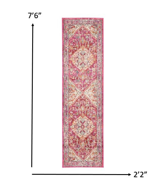 5' X 7' Pink And Ivory Power Loom Area Rug