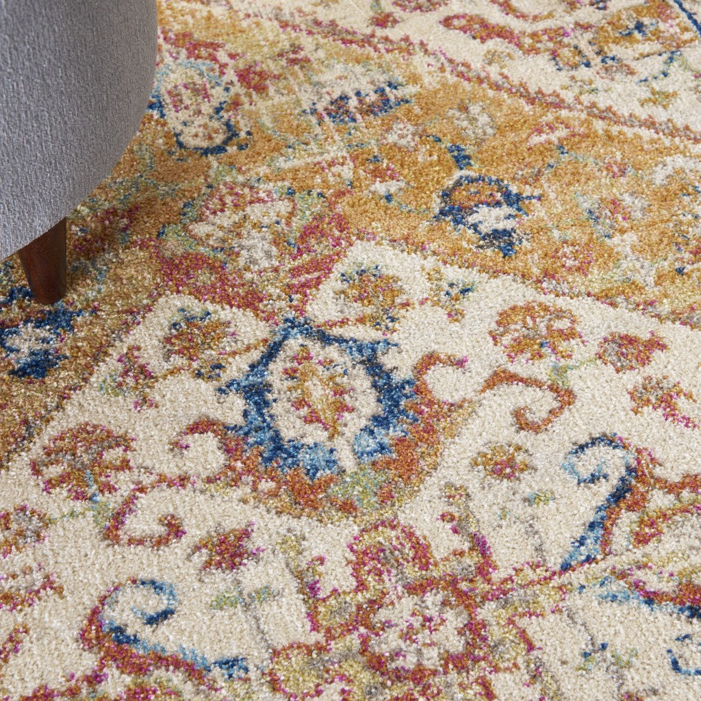 8' X 10' Yellow And Ivory Power Loom Area Rug
