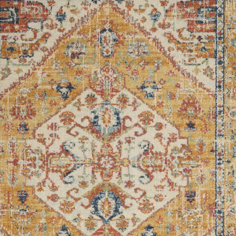 8' X 10' Yellow And Ivory Power Loom Area Rug