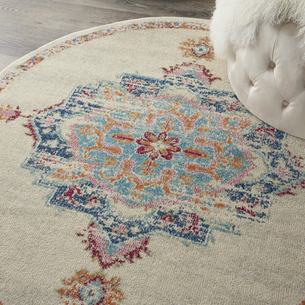 4' X 6' Gray And Ivory Power Loom Area Rug