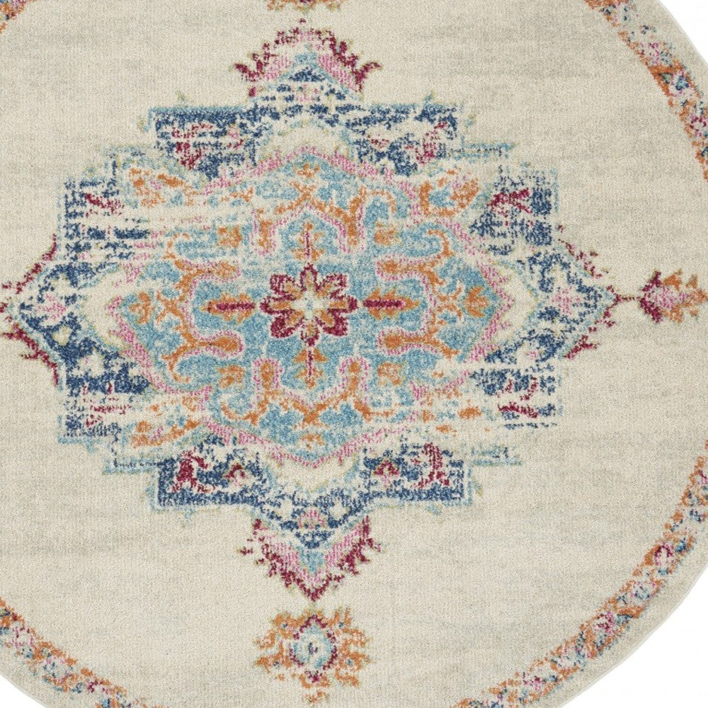 4' X 6' Gray And Ivory Power Loom Area Rug