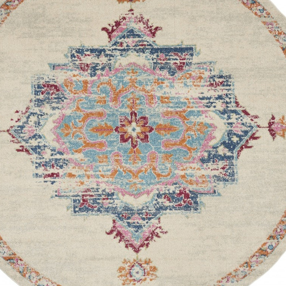 4' X 6' Gray And Ivory Power Loom Area Rug