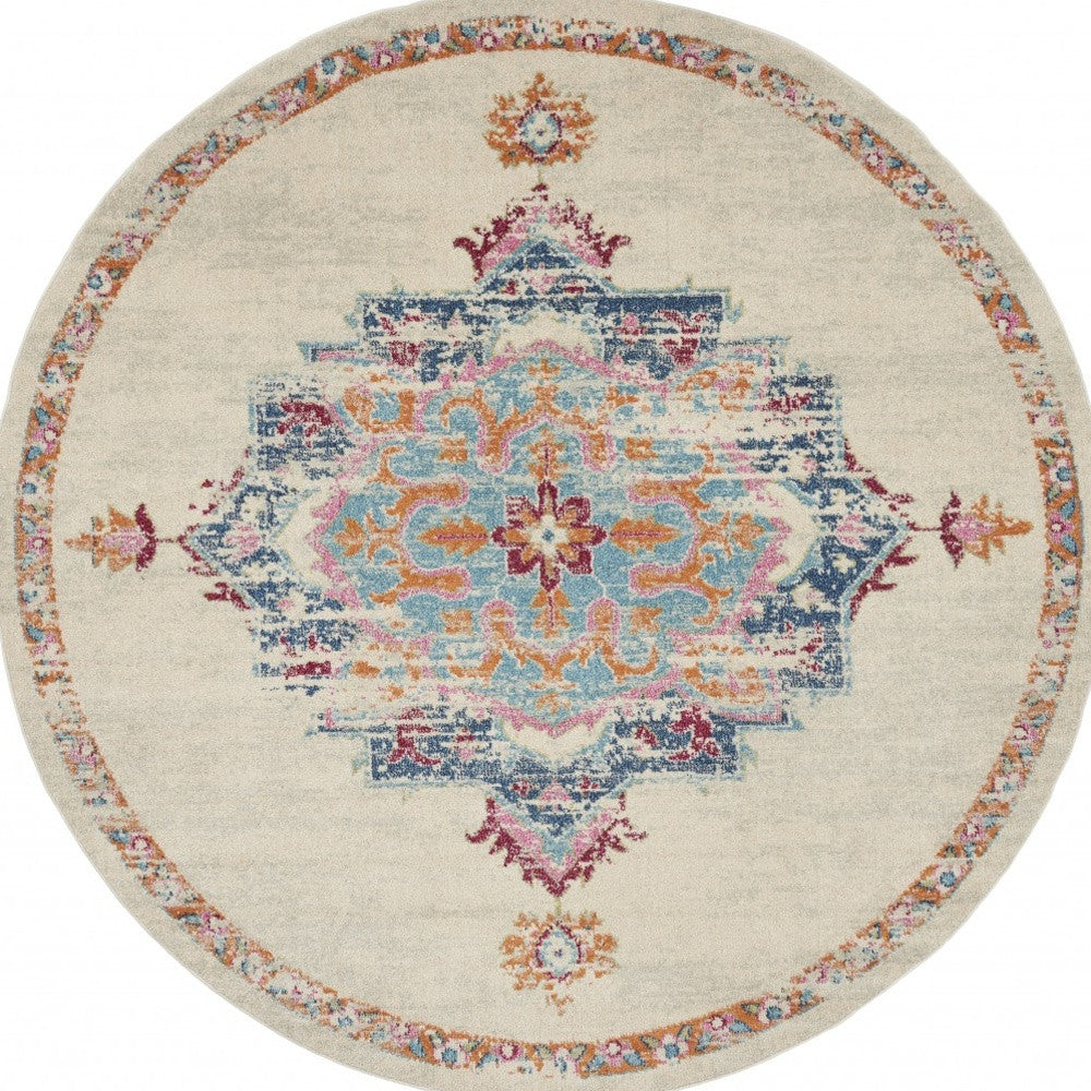 4' X 6' Gray And Ivory Power Loom Area Rug