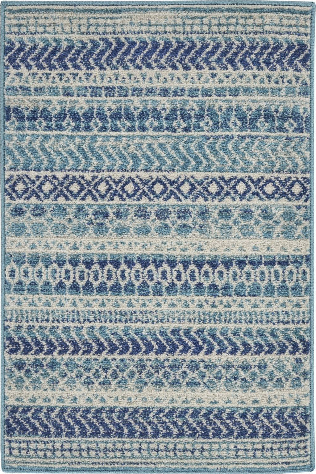 5' X 7' Navy Blue Southwestern Power Loom Area Rug