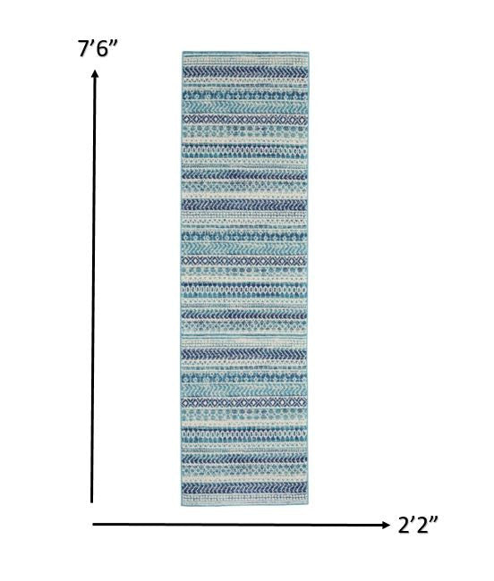 5' X 7' Navy Blue Southwestern Power Loom Area Rug