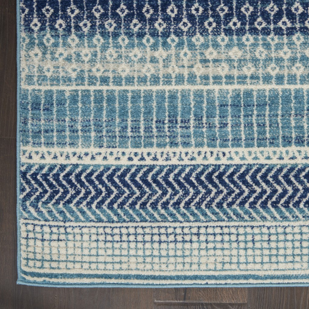 5' X 7' Navy Blue Southwestern Power Loom Area Rug