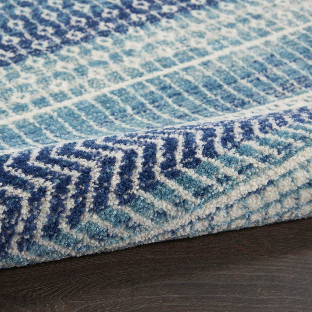 5' X 7' Navy Blue Southwestern Power Loom Area Rug