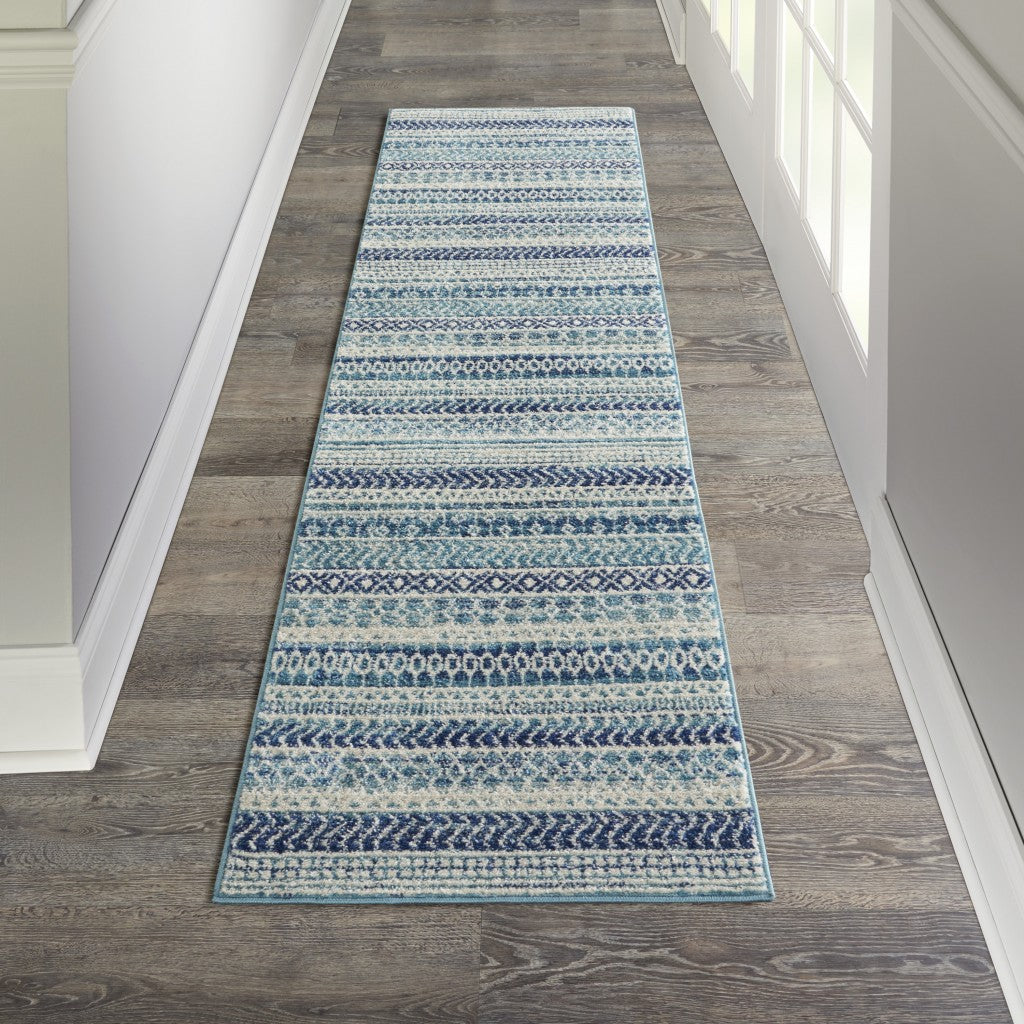 5' X 7' Navy Blue Southwestern Power Loom Area Rug