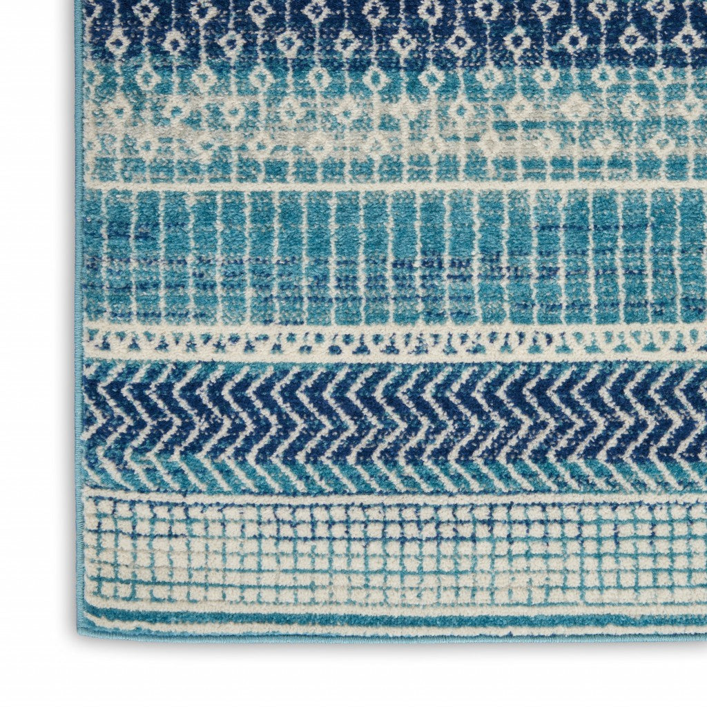 5' X 7' Navy Blue Southwestern Power Loom Area Rug