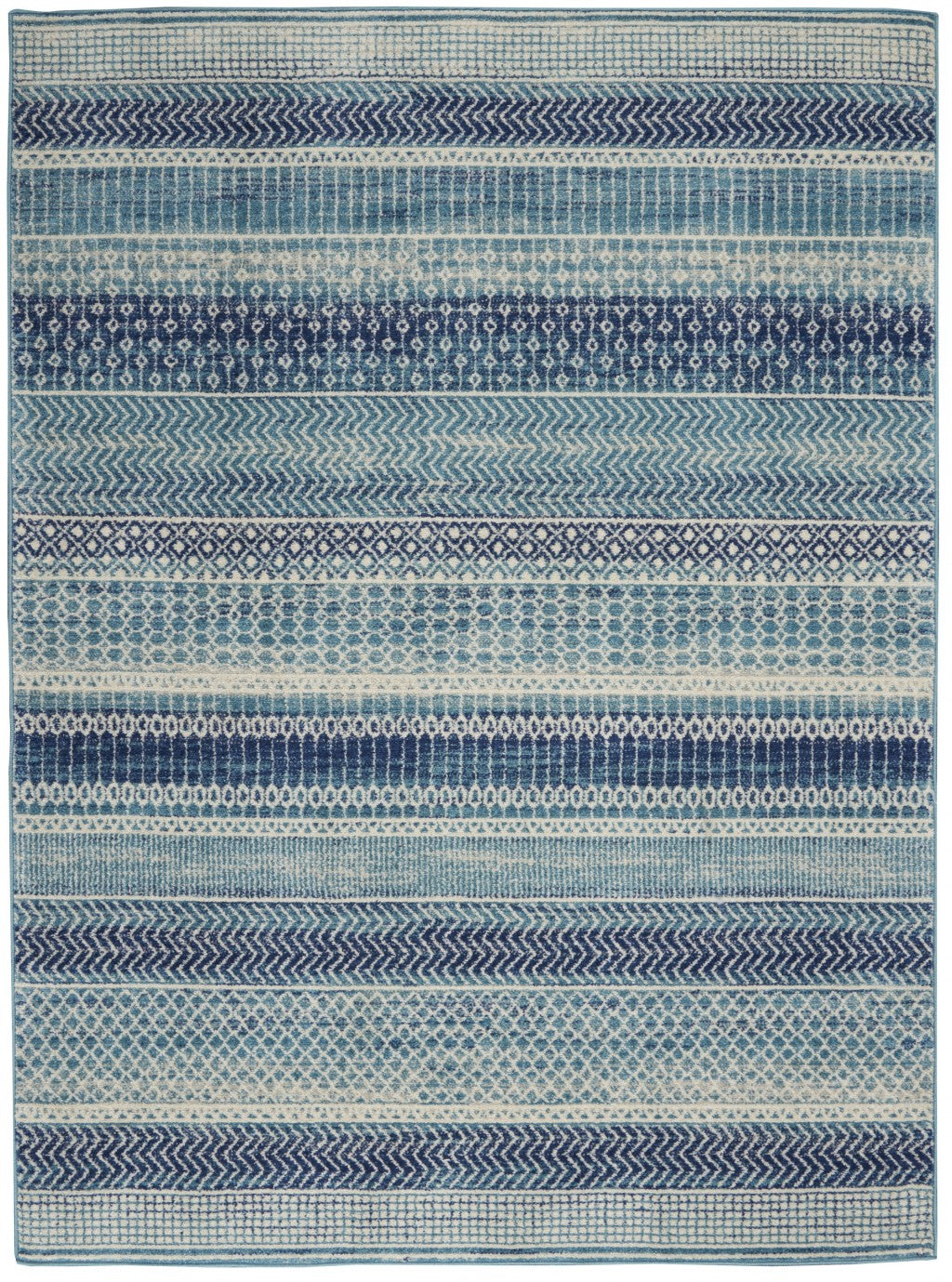5' X 7' Navy Blue Southwestern Power Loom Area Rug
