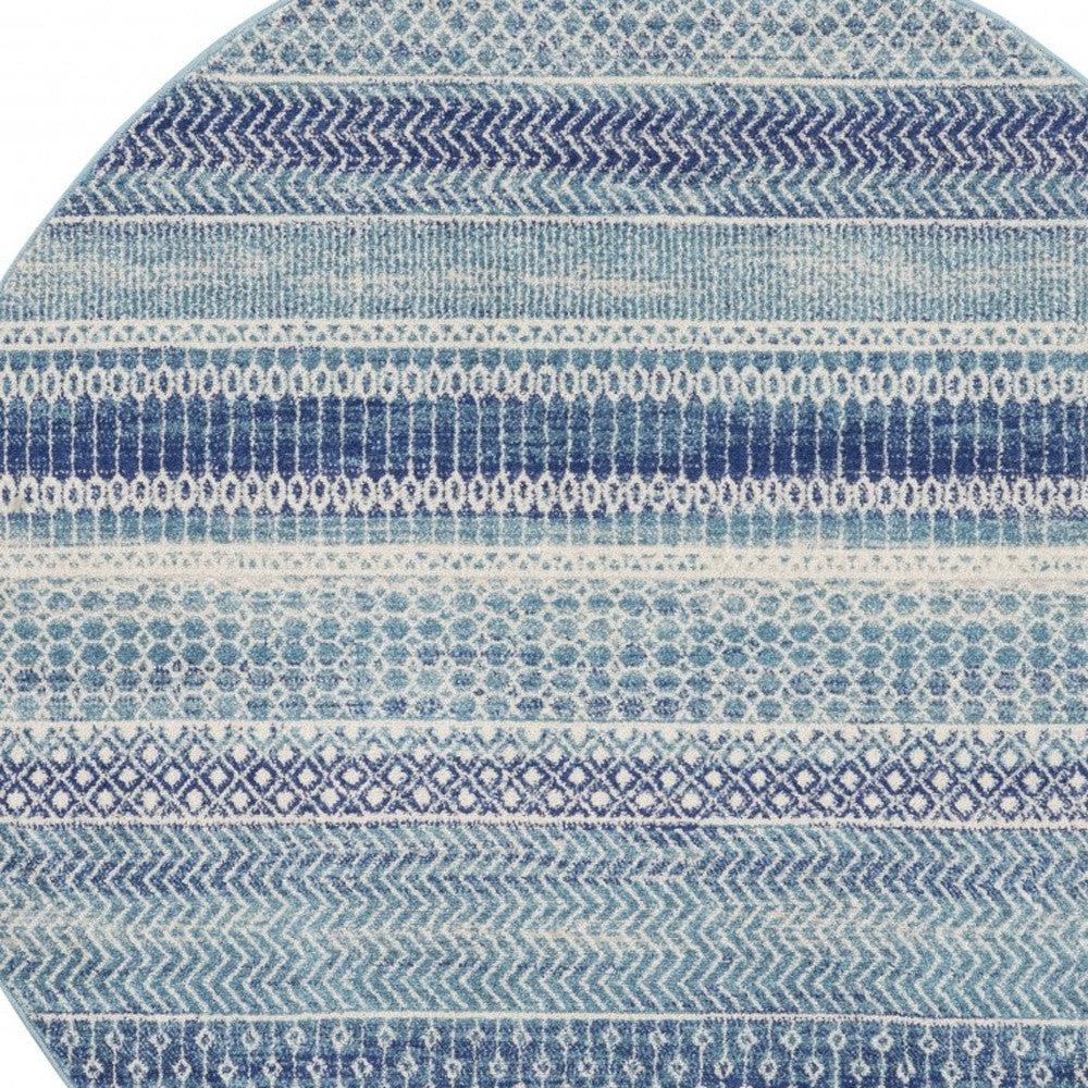 5' X 7' Navy Blue Southwestern Power Loom Area Rug