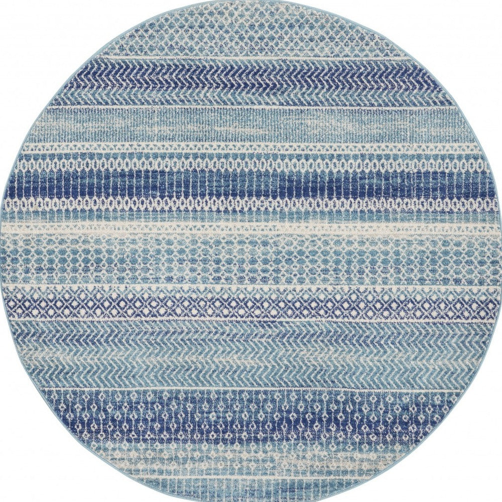 5' X 7' Navy Blue Southwestern Power Loom Area Rug