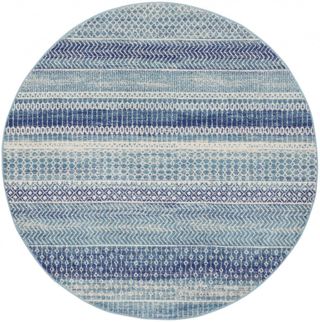 5' X 7' Navy Blue Southwestern Power Loom Area Rug