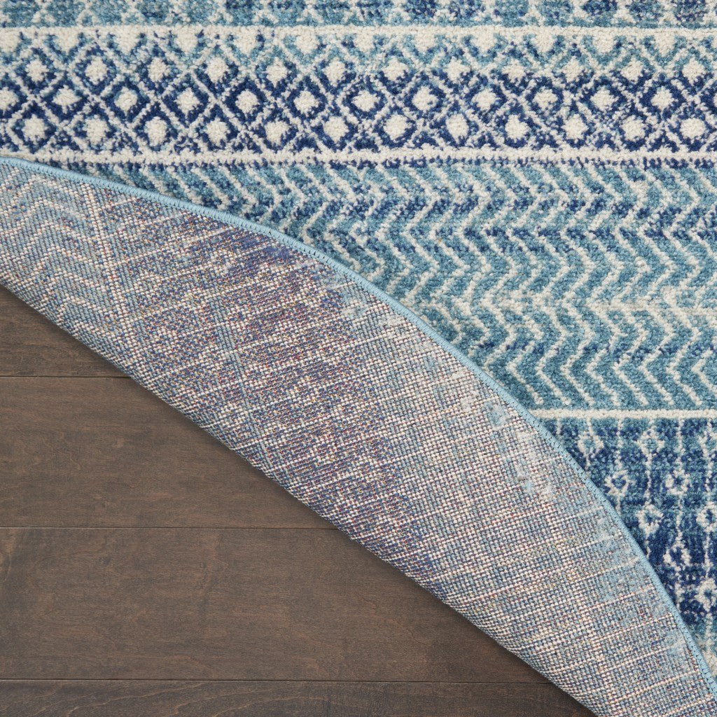 5' X 7' Navy Blue Southwestern Power Loom Area Rug
