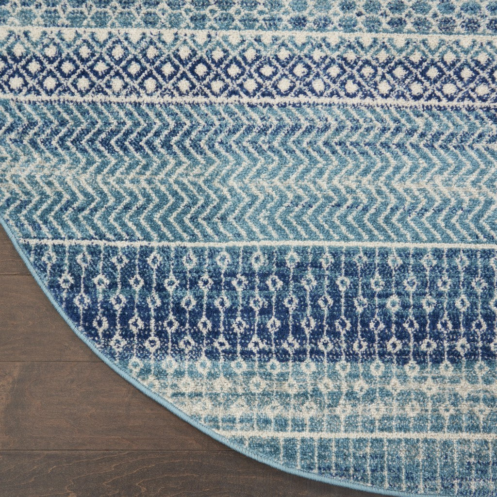 5' X 7' Navy Blue Southwestern Power Loom Area Rug