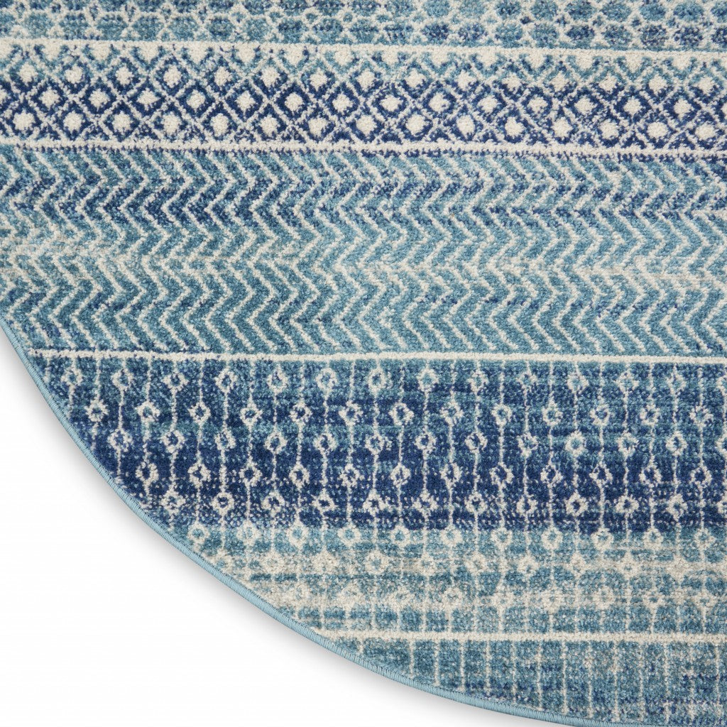 5' X 7' Navy Blue Southwestern Power Loom Area Rug