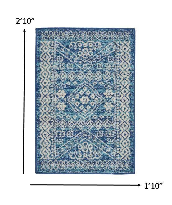 8' Navy Blue Power Loom Runner Rug